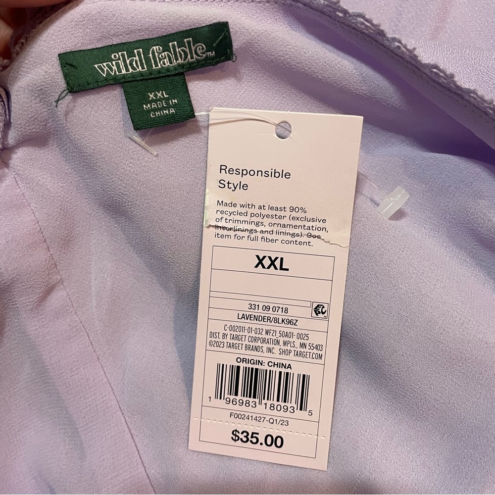 Wild Fable Lilac Lace Slip Midi Dress XXL | Y2K Satin Tie Back Summer Dress - Picture 12 of 14